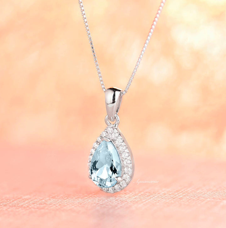 Vera Aquamarine Necklace- Sterling Silver