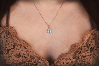 Vera Teardrop Aquamarine Necklace in Sterling Silver