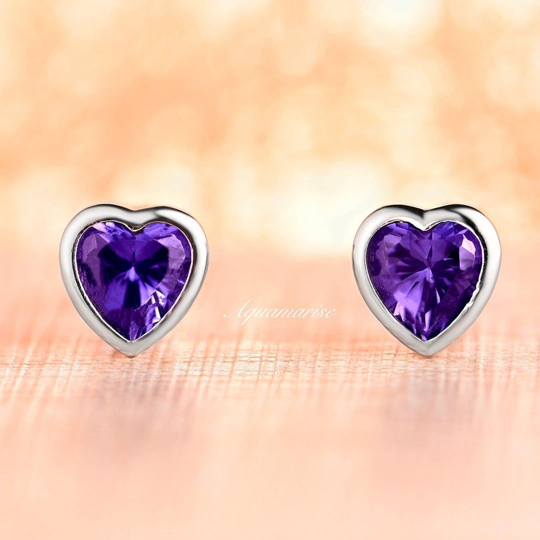 Heart Tanzanite Earrings- Sterling Silver