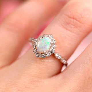 Cordelia Natural Australian Opal Engagement Ring in Sterling Silver