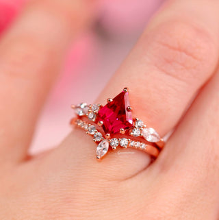 Skye Kite®  Lab-grown Ruby Engagement Ring Set in 14K Rose Gold Vermeil