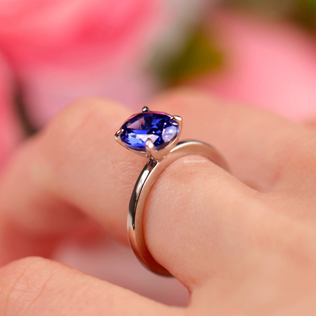 2CT Solitaire Tanzanite Ring- Sterling Silver