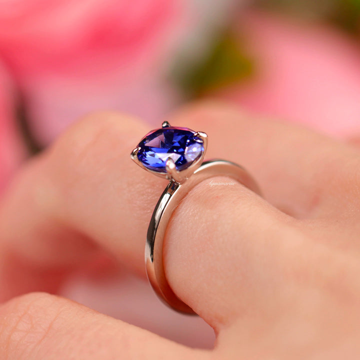 2CT Solitaire Tanzanite Ring- Sterling Silver