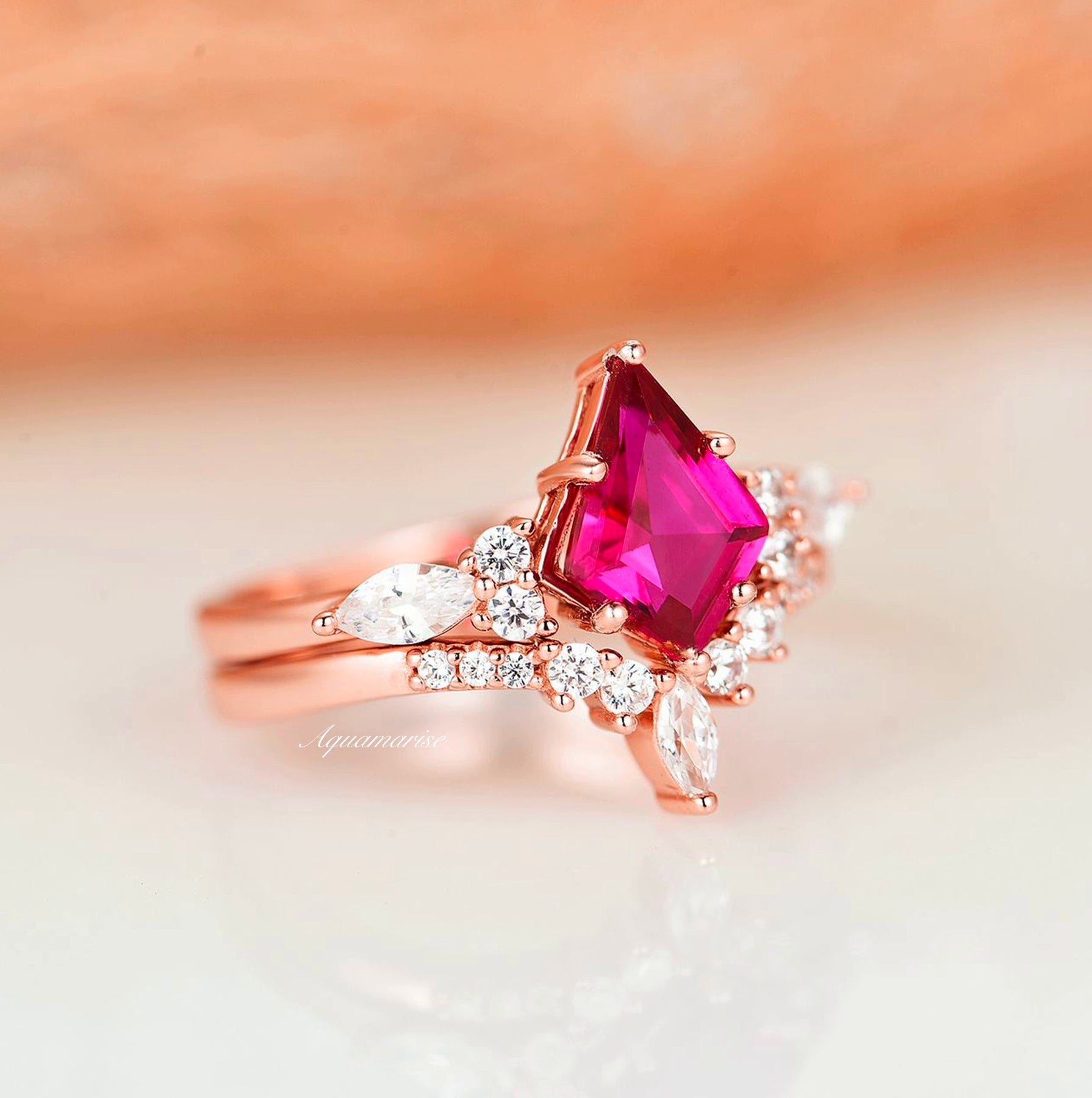 Skye Ruby Ring Set- 14K Rose Gold Vermeil – Aquamarise