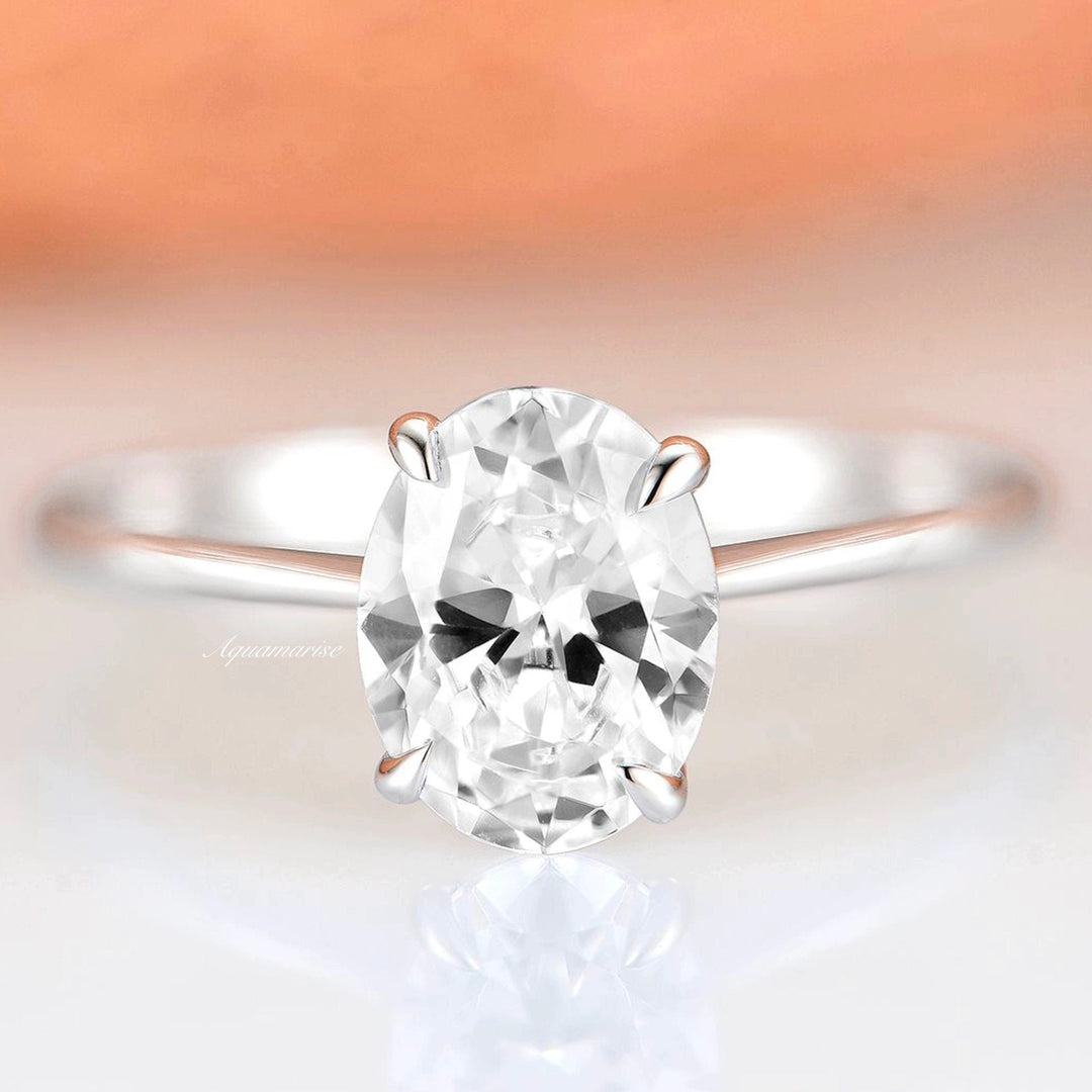 2CT Moissanite Engagement Ring- 14K White Gold