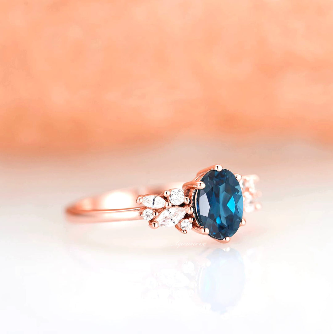 Lily London Blue Topaz Ring- 14K Rose Gold Vermeil