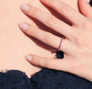 Minimalist Ruby Band in Sterling Silver (2mm)