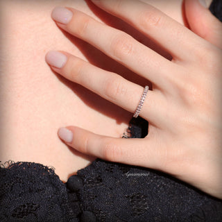 Minimalist Blush Pink Morganite Wedding Band in Sterling Silver (2mm)