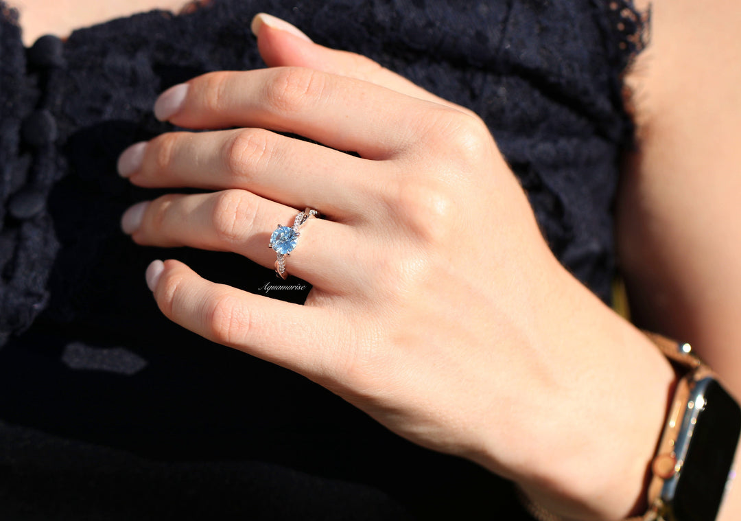 Sophia Aquamarine Ring- Sterling Silver