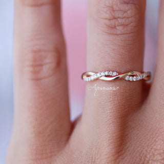 Petite Twisted Vine Diamond Band in 14K Rose Gold Vermeil