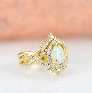 Harper White Fire Opal Ring Set in 14K Yellow Gold Vermeil