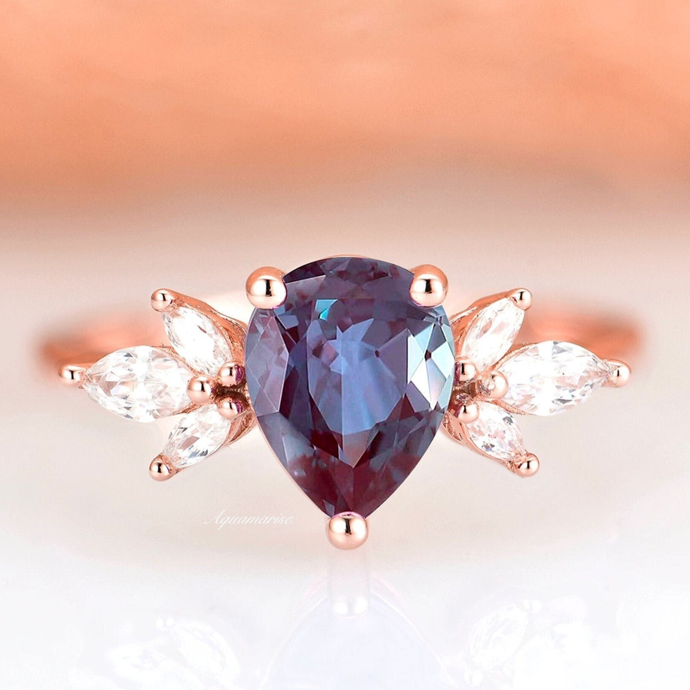 Buy Alexandrite Ring Cushion Cut Alexandrite Engagement Ring Set Halo  Unique Rose Gold Engagement Ring Women Promise Bridal Wedding Ring Women  Online in India - Etsy