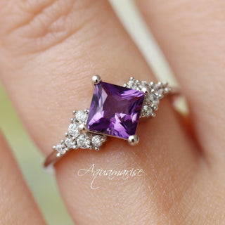 Ellie Natural Amethyst Engagement Ring in Sterling Silver