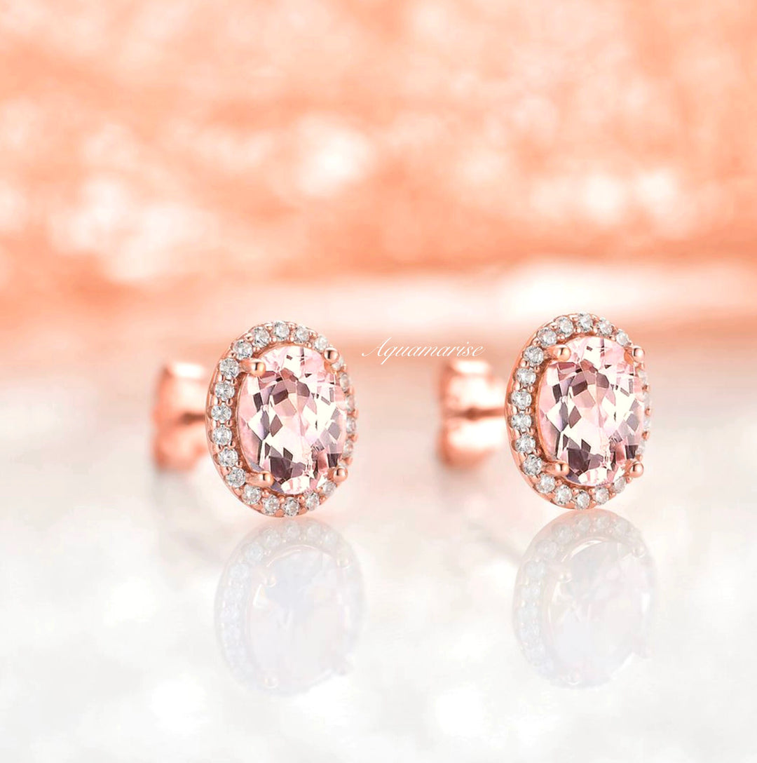 Iris Morganite Earrings- 14K Rose Gold Vermeil