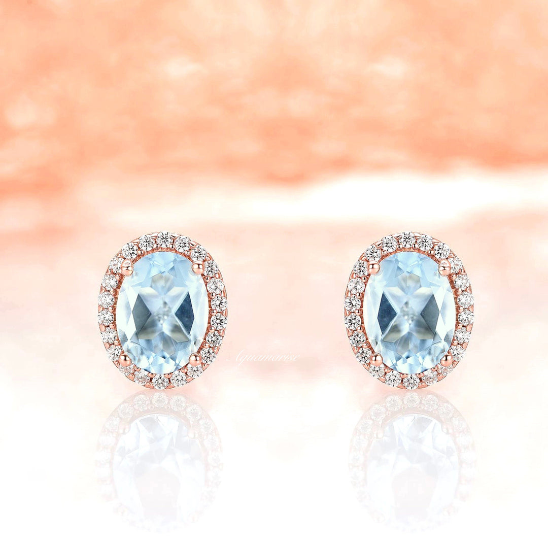 Iris Aquamarine Earrings- 14k Rose Gold Vermeil