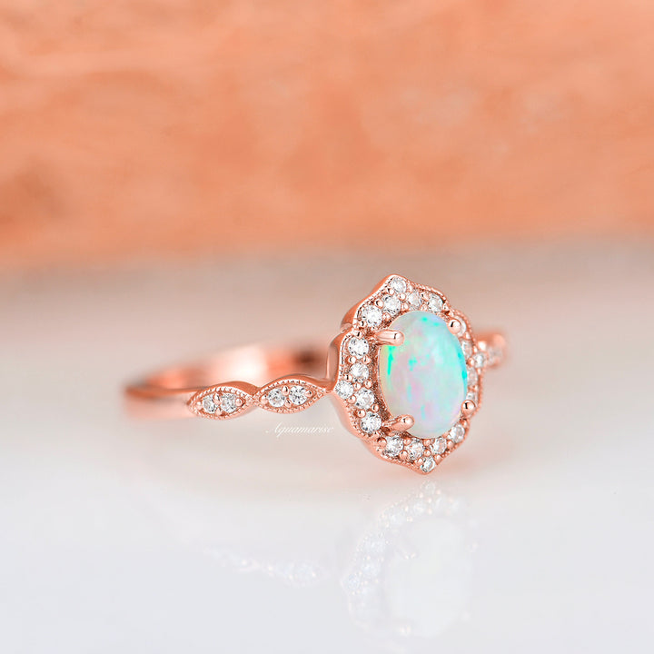 Cordelia Australian Opal Ring- 14K Rose Gold Vermeil