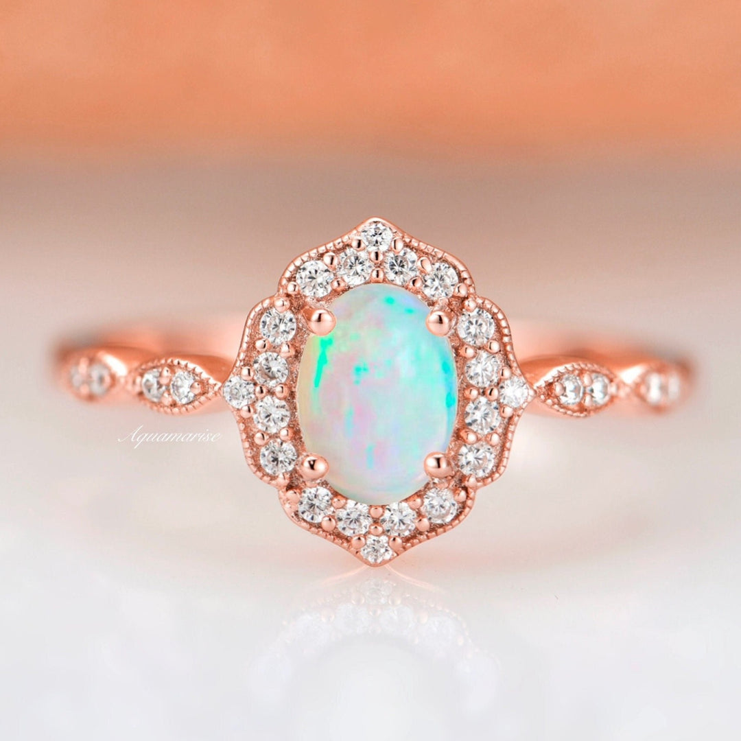 Cordelia Australian Opal Ring- 14K Rose Gold Vermeil