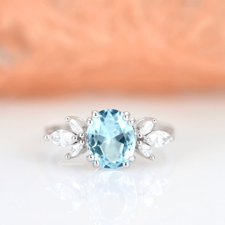 Eva Aquamarine Ring- Sterling Silver