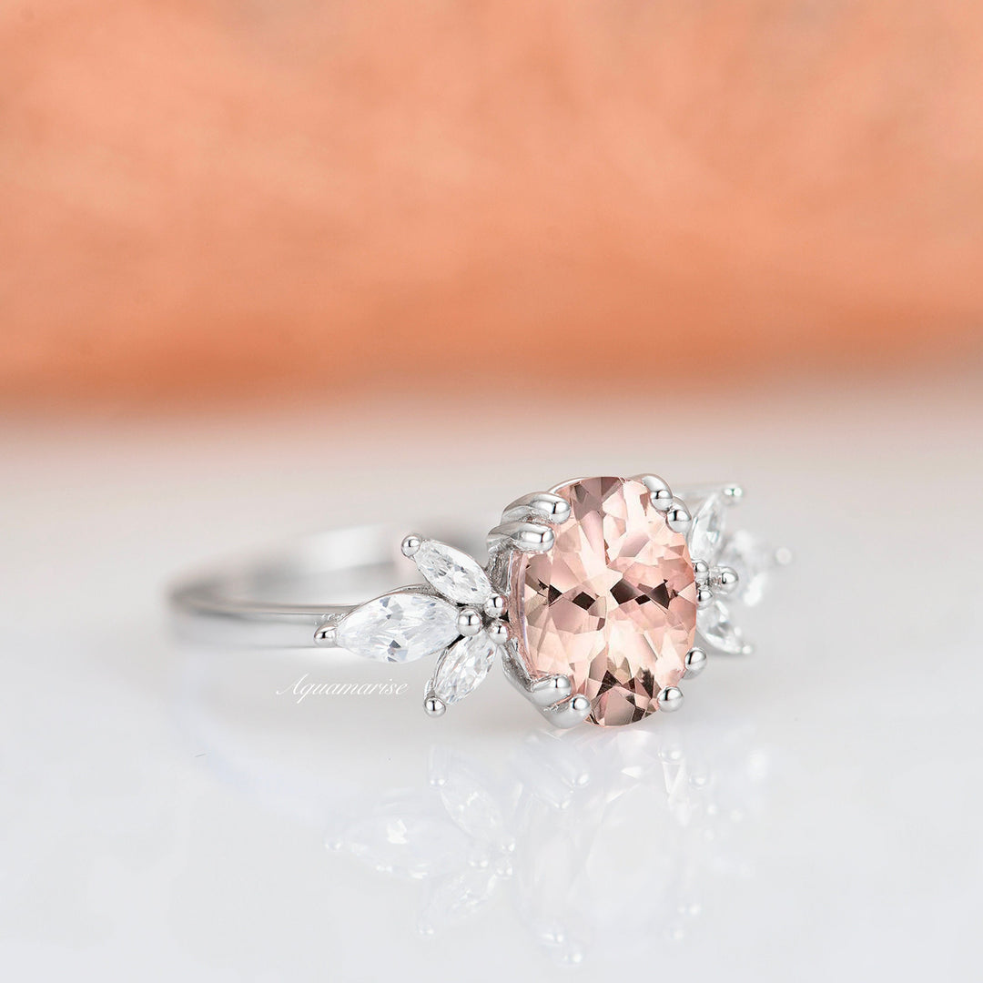 Eva Morganite Ring- Sterling Silver