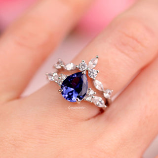 Evelyn Teardrop Tanzanite Ring Set in Sterling Silver
