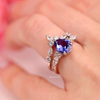 Evelyn Teardrop Tanzanite Ring Set in Sterling Silver