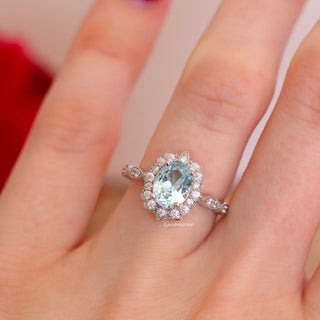 Cordelia Vintage Aquamarine Engagement Ring in Sterling Silver