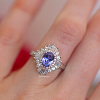 Victoria Art Deco Tanzanite Engagement Ring in 14K White Gold