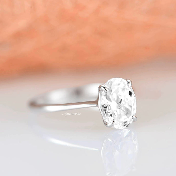 2CT Moissanite Engagement Ring- 14K White Gold