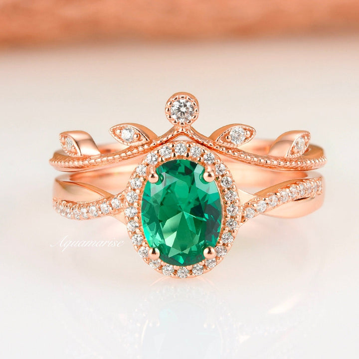 Gemma Emerald Ring Set- 14K Rose Gold Vermeil