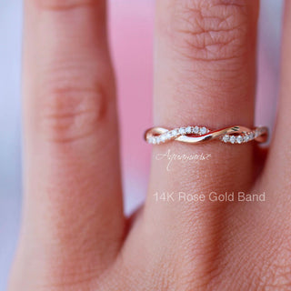Petite Twisted Vine Diamond Band in 14K Yellow Gold Vermeil