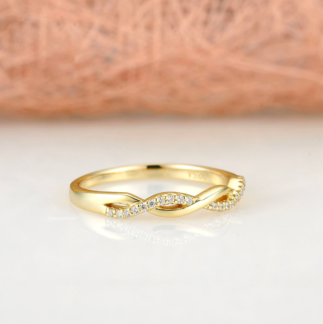 Petite Twisted Vine Diamond Band - 14K Yellow Gold Vermeil