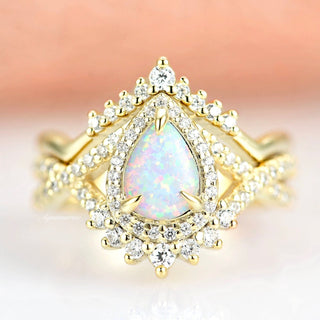 Harper White Fire Opal Ring Set in 14K Yellow Gold Vermeil