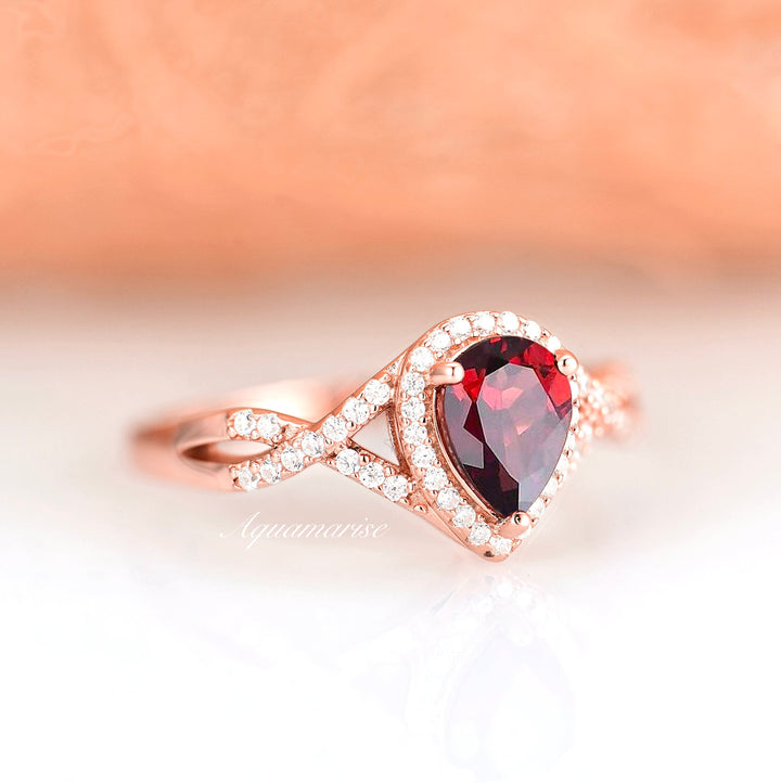 Flair Garnet Ring- 14K Rose Gold Vermeil