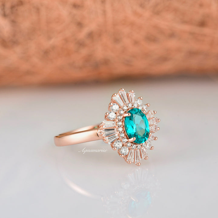 Victoria Paraiba Tourmaline Ring- 14K Rose Gold Vermeil