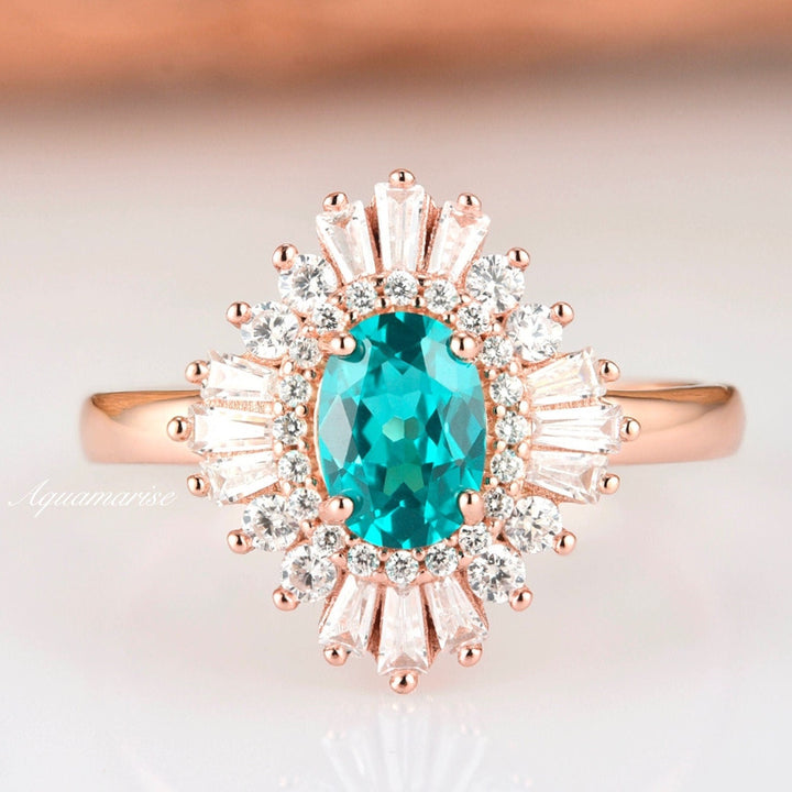 Victoria Paraiba Tourmaline Ring- 14K Rose Gold Vermeil