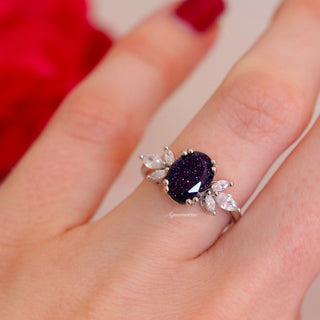 Eva Starry Night (Sandstone) Engagement Ring in 14K White Gold