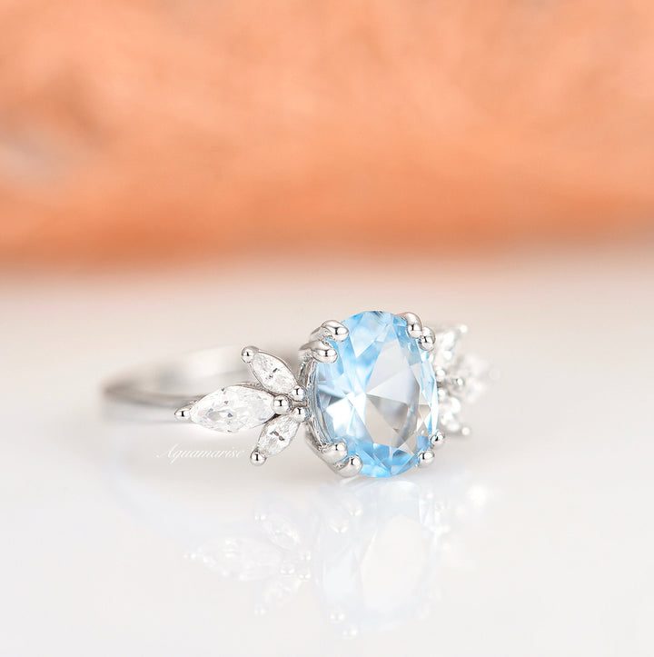 Eva Aquamarine Ring- Sterling Silver