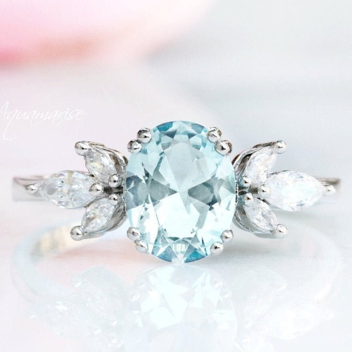 Eva Aquamarine Ring- Sterling Silver