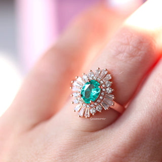 Victoria Art Deco Paraiba Tourmaline Ring in 14K Rose Gold Vermeil