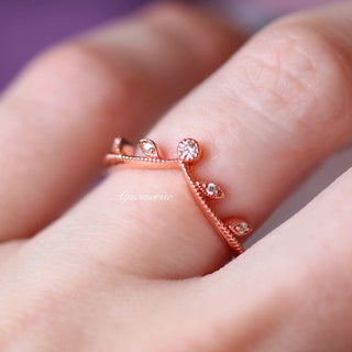 Leaf Wedding Band in 14K Solid Rose Gold