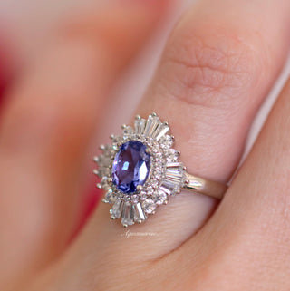 Victoria Art Deco Tanzanite Engagement Ring in 14K White Gold
