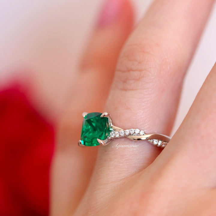 Sophia Emerald Ring- Sterling Silver