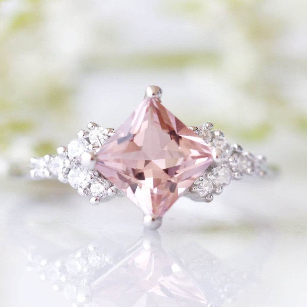 Ellie Morganite Ring- Sterling Silver