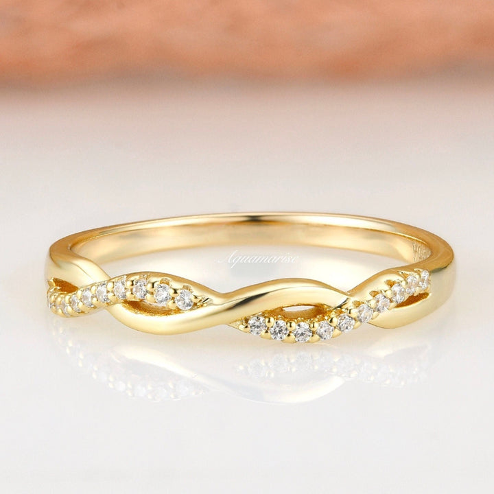 Petite Twisted Vine Diamond Band - 14K Yellow Gold Vermeil