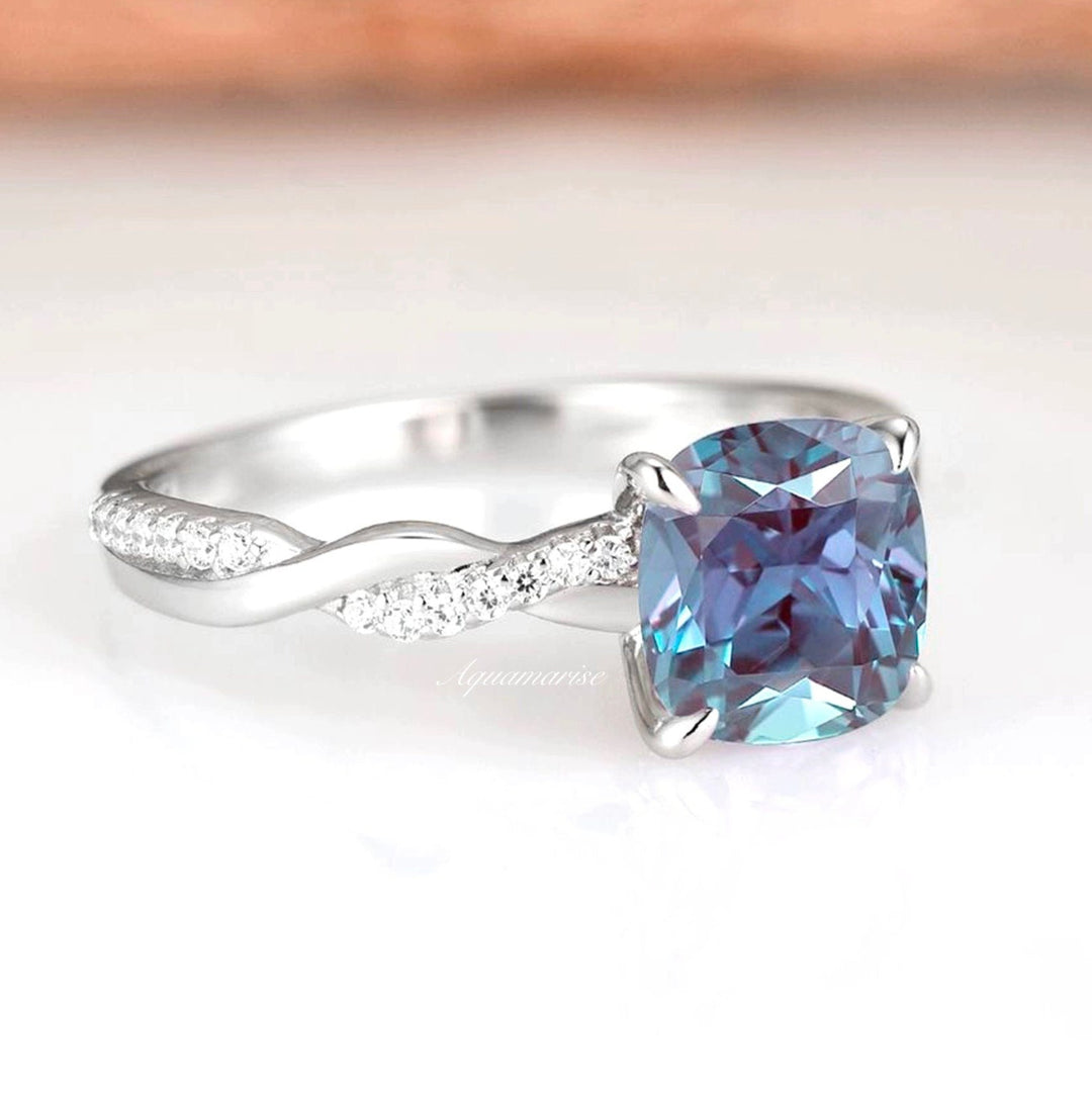 Sophia Twisted Vine Alexandrite Engagement Ring- 14K White Gold