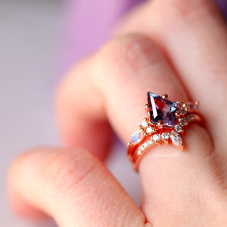 Skye Kite® Alexandrite & Moonstone Engagement Ring Set in 14K Rose Gold Vermeil