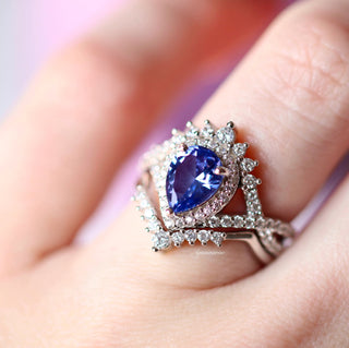 Teardrop Tanzanite Engagement Ring Set in Sterling Silver