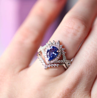 Teardrop Tanzanite Engagement Ring Set in Sterling Silver