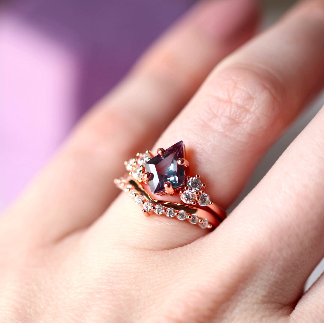 Skylar Alexandrite Ring Set- 14K Rose Gold Vermeil