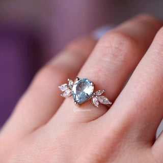 Eva Teardrop Aquamarine Ring in Sterling Silver